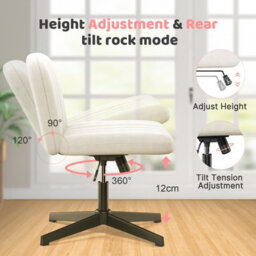 Onemill Stylish Armless Office Chair With Height Adjustable, Wide Seat, Perfect For Home Office And Bedroom-Beige - thumbnail 2