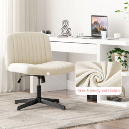 Onemill Stylish Armless Office Chair With Height Adjustable, Wide Seat, Perfect For Home Office And Bedroom-Beige - thumbnail 6