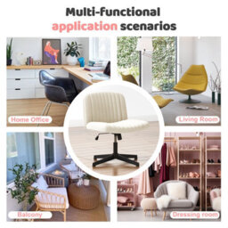 Onemill Stylish Armless Office Chair With Height Adjustable, Wide Seat, Perfect For Home Office And Bedroom-Beige - thumbnail 3