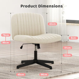 Onemill Stylish Armless Office Chair With Height Adjustable, Wide Seat, Perfect For Home Office And Bedroom-Beige - thumbnail 5