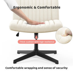 Onemill Stylish Armless Office Chair With Height Adjustable, Wide Seat, Perfect For Home Office And Bedroom-Beige - thumbnail 4