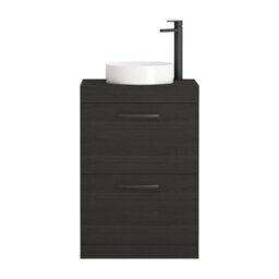 Royal Bathrooms Turin 600mm Freestanding Bathroom Vanity Unit With Sink 2 Drawer Hale Black & Art Countertop Basin - thumbnail 5
