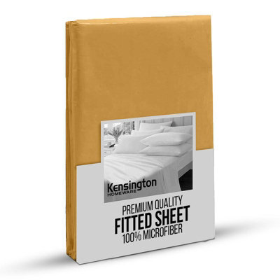 Bedlooms Single Fitted Sheet 25Cm Extra Deep - Soft Microfiber Deep Pocket Elasticated Bed Fitted Sheets Ochre, 91X190 Cm - image 1