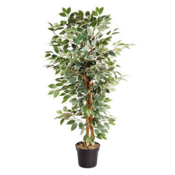 Artificial Weeping Fig Plant - Faux Fake Tall Green Houseplant Tree In Black Pot, Indoor Home Floral Decoration - H130 X 30Cm Dia - thumbnail 2