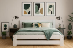 Nodax Single Bed Frame, F1, Solid Pine Wood, Easy Assembly, Sturdy Slats & Comfortable Bedroom Furniture, 3Ft White Finish - thumbnail 1