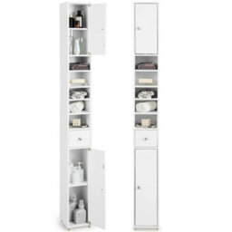 Bathroom Tall Cabinet Slim Freestanding Storage Organizer Cupboard With 2 Doors - thumbnail 3