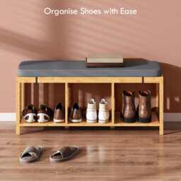 Homcom Shoe Rack With Seat, Bamboo Storage Bench, Natural Wood Finish - thumbnail 5