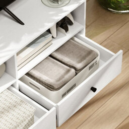 "Homcom Tv Unit, Tv Cabinet For Up To 75"", With Drawers, Shelves, Cream White" - thumbnail 9