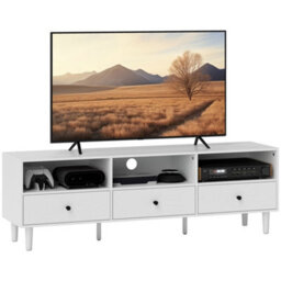 "Homcom Tv Unit, Tv Cabinet For Up To 75"", With Drawers, Shelves, Cream White" - thumbnail 2
