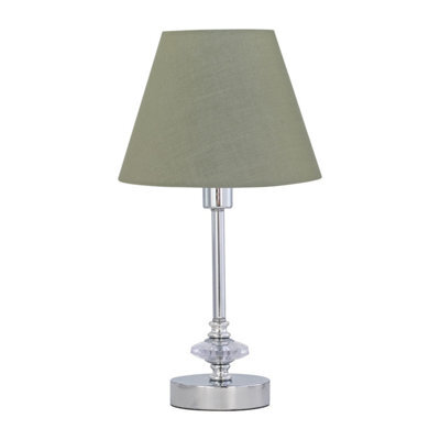 First Choice Lighting Chrome Jewelled Table Lamp With Sage Green Shade - image 1
