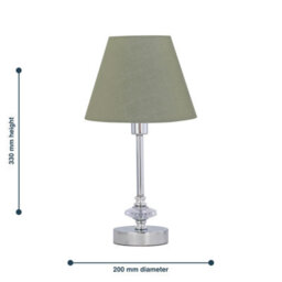 First Choice Lighting Chrome Jewelled Table Lamp With Sage Green Shade - thumbnail 4