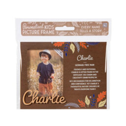 History & Heraldry Pre-Personalised Picture Frame With Child's Name And Meaning - Charlie - For 8.5 X 11Cm Photo - Over 90 Titles Available