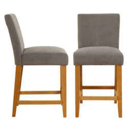 The Furniture Market Monty Grey Fabric Bar Stool Modern Minimalist Design Natural Oak Solid Wood Legs Comfortable Foam Seat Kitchen Counter Stool - thumbnail 5