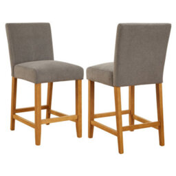 The Furniture Market Monty Grey Fabric Bar Stool Modern Minimalist Design Natural Oak Solid Wood Legs Comfortable Foam Seat Kitchen Counter Stool - thumbnail 4