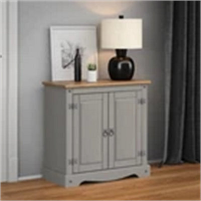 Sideboard Grey Painted 2 Door Small Cupboard Solid Wood Pine Wooden - image 1
