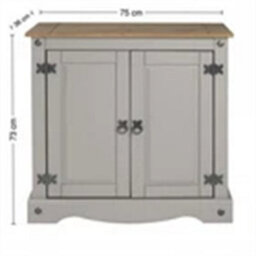 Sideboard Grey Painted 2 Door Small Cupboard Solid Wood Pine Wooden - thumbnail 2