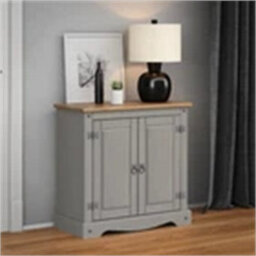 Sideboard Grey Painted 2 Door Small Cupboard Solid Wood Pine Wooden
