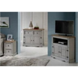 Sideboard Grey Painted 2 Door Small Cupboard Solid Wood Pine Wooden - thumbnail 4