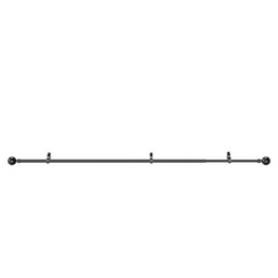 GoodHome Kimlos Gloss Black Nickel Effect Extendable Ball Single Curtain Pole Set, (L)1200mm-2100mm (Dia)19mm - thumbnail 1