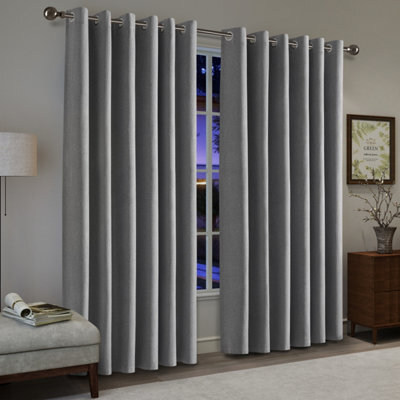 Ameha Charcoal Linen 100%blackout Eyelet Curtain 135Gsm-Energy Efficient Thermal Insulated Window Livingroom 66'x90' Pair Curtain Uk - image 1