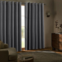 Ameha Charcoal Linen 100%blackout Eyelet Curtain 135Gsm-Energy Efficient Thermal Insulated Window Livingroom 66'x90' Pair Curtain Uk - thumbnail 6