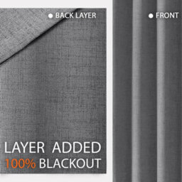 Ameha Charcoal Linen 100%blackout Eyelet Curtain 135Gsm-Energy Efficient Thermal Insulated Window Livingroom 66'x90' Pair Curtain Uk - thumbnail 9