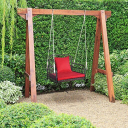 Hanging Porch Swing Chair Rattan Woven Rocking With Cushion - thumbnail 4