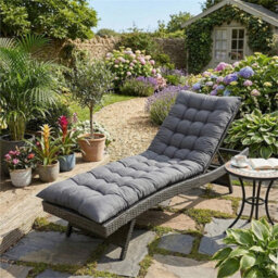 Waterproof Outdoor Sun Lounger Cushion, Recliner Chair Pad With Securing Ties - thumbnail 3