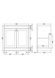 Hudson Reed Classique Floor Standing 2 Door Unit, 800mm-Satin Grey - thumbnail 2