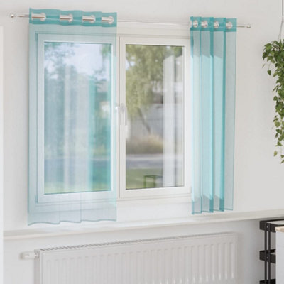 Berkfield Voile Curtains With Grommets 2 Pcs Turquoise - image 1