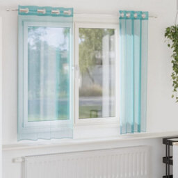 Berkfield Voile Curtains With Grommets 2 Pcs Turquoise - thumbnail 1
