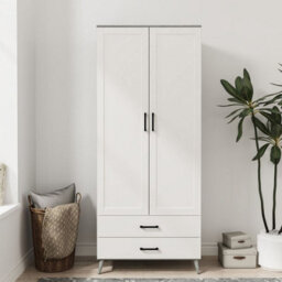 Urbn-Living Urbnliving 180Cm Height Ash Grey Wardrobe With White 2 Door 2 Drawer Modern Bedroom Clothes Storage Hanging Rail - thumbnail 2