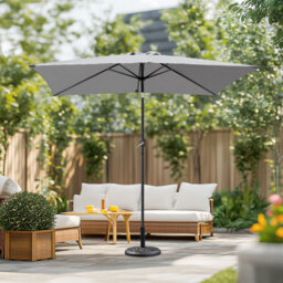 Sundaze 2X3M Grey Rectangle Garden Parasol Unbrella Outdoor Patio Crank Tilt With Base - thumbnail 1