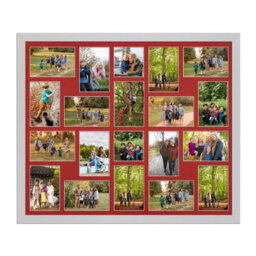 AK Frames 80X70Cm Silver Modern Multi Photo Frame With Crimson Mount - Holds 20 Apertures (18X) 6X4, (2X) 4X4 Photos - thumbnail 1