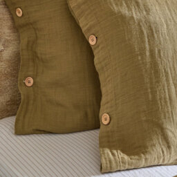 Yard Lark Muslin 100% Cotton Duvet Cover Set, Olive, Single - thumbnail 3