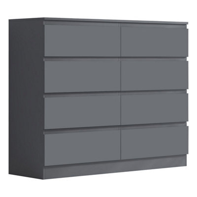 Fwstyle 8 Drawer Dark Grey Chest Of Drawers (H) 99Cm (W) 110Cm (D) 40Cm - image 1