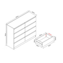 Fwstyle 8 Drawer Dark Grey Chest Of Drawers (H) 99Cm (W) 110Cm (D) 40Cm - thumbnail 5
