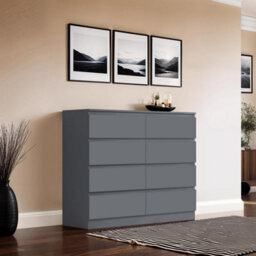 Fwstyle 8 Drawer Dark Grey Chest Of Drawers (H) 99Cm (W) 110Cm (D) 40Cm - thumbnail 2