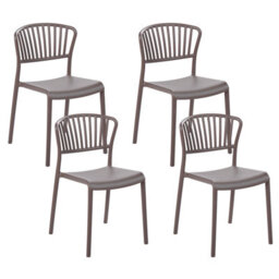Beliani Set Of 4 Garden Chairs Gela Taupe - thumbnail 1