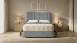 Adore Designs Portland Plush Velvet Divan Bed, Headboard & Mattress - 3Ft Single - Silver - 0 Drawers - thumbnail 2
