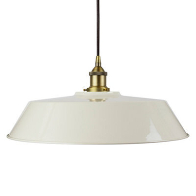 Clay White Large Chancery Painted Dome Pendant Light With Matt Antique Brass Lamp Holder And Black Round Cable - Se Home - image 1