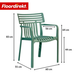Floordirekt Stackable Garden Chair Weather Resistant Uv Protected Patio Balcony Dining Seat Green 60 X 51 Cm - thumbnail 2