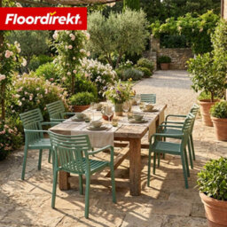 Floordirekt Stackable Garden Chair Weather Resistant Uv Protected Patio Balcony Dining Seat Green 60 X 51 Cm - thumbnail 8