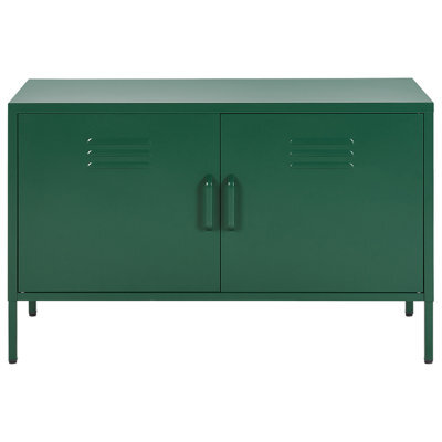 Beliani Green Steel Two-Door Sideboard For Home Office And Living Room, W100 X D40 X H65Cm - image 1