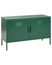 Beliani Green Steel Two-Door Sideboard For Home Office And Living Room, W100 X D40 X H65Cm - thumbnail 3