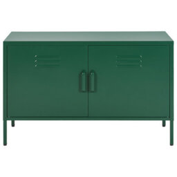 Beliani Green Steel Two-Door Sideboard For Home Office And Living Room, W100 X D40 X H65Cm - thumbnail 1