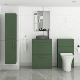 Royal Bathrooms Turin 800mm Freestanding Bathroom Vanity Unit With Sink 2 Drawer Matt Green & Art Round Countertop Basin - thumbnail 3