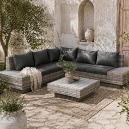Wyld Haus Vaneno Light Grey 5-Seater Modular Rattan-Style Outdoor Corner Sofa And Coffee Table Set With Cushions - thumbnail 2