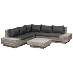 Wyld Haus Vaneno Light Grey 5-Seater Modular Rattan-Style Outdoor Corner Sofa And Coffee Table Set With Cushions - thumbnail 3