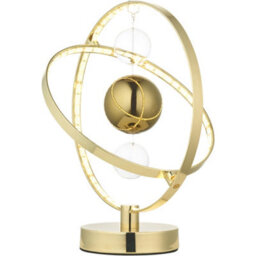 Loops Gold Effect Plate With Clear Table Lamp - Gold Glass Shade - 325mm Tall Light - 6.89W Led (Smd 2835) Warm White